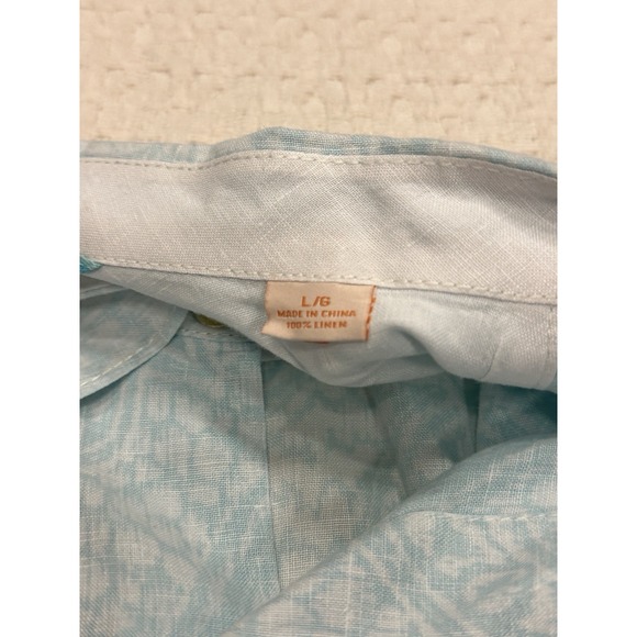 Tommy‎ Bahama 100% Linen Relax Men's L Blue Paisley Short Sleeve Shirt - Picture 4 of 13